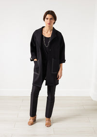 Thumbnail for Neoprene Flower Coat in Black