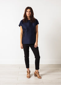 Thumbnail for Tucked Sleeve Blouse in Navy