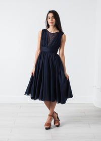 Thumbnail for Voile V-Neck Dress in Navy