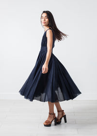 Thumbnail for Voile V-Neck Dress in Navy