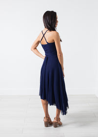 Thumbnail for Ruched Party Dress in Navy