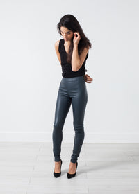 Thumbnail for Elenaso Leather Trouser in Cool Grey