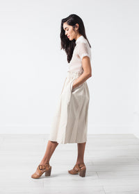 Thumbnail for Eulera Leather Skirt in Cream