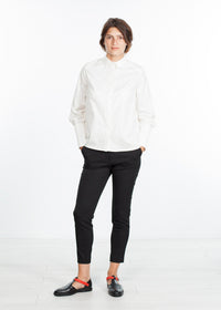 Thumbnail for Trim Collar Poplin Blouse in Off White