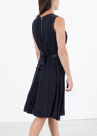Thumbnail for Sleeveless Pleated Dress in Navy