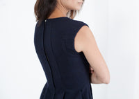Thumbnail for Pleated Rita Dress in Dark Navy