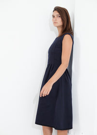 Thumbnail for Pleated Rita Dress in Dark Navy