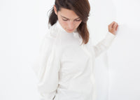 Thumbnail for Trim Collar Poplin Blouse in Off White