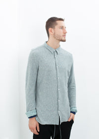 Thumbnail for Kasuri Jersey Button-Up in Blue Grey