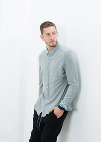 Thumbnail for Kasuri Jersey Button-Up in Blue Grey