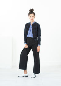 Thumbnail for Quilt Pattern Cardigan in Black/Navy