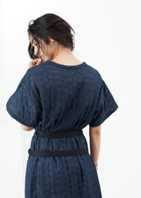 Thumbnail for Quilted Mesh T-Shirt Dress in Navy