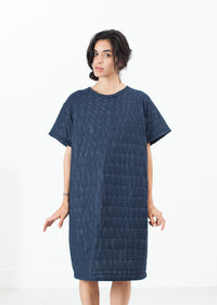 Thumbnail for Quilted Mesh T-Shirt Dress in Navy