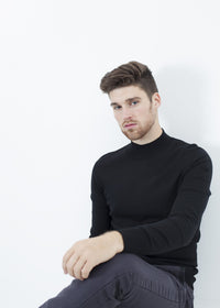 Thumbnail for Merino Knit Turtleneck in Black