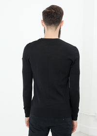 Thumbnail for Button Shoulder Pullover in Black