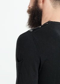 Thumbnail for Button Shoulder Pullover in Black