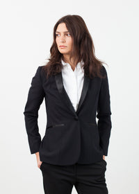 Thumbnail for Shawl Collar Blazer in Black