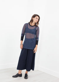 Thumbnail for Cuffed Mesh Tee in Navy/Black