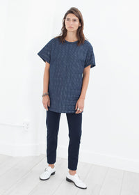 Thumbnail for Quilted Mesh Mini Dress in Navy