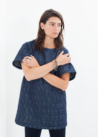 Thumbnail for Quilted Mesh Mini Dress in Navy