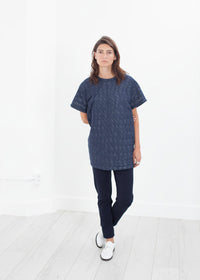 Thumbnail for Quilted Mesh Mini Dress in Navy