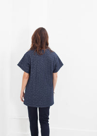 Thumbnail for Quilted Mesh Mini Dress in Navy