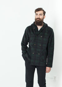 Thumbnail for Double Breasted Hoodie in Forest Plaid