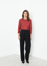 Thumbnail for Pleated Waistband Trouser in Black