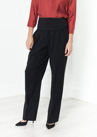 Thumbnail for Pleated Waistband Trouser in Black