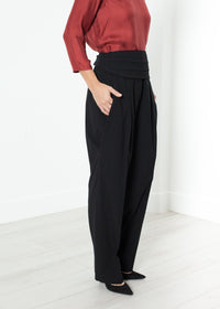 Thumbnail for Pleated Waistband Trouser in Black