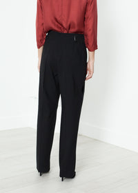 Thumbnail for Pleated Waistband Trouser in Black