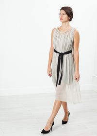 Thumbnail for Chiffon Cape Back Dress in Sand