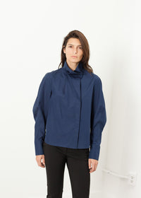 Thumbnail for Full Collar Poplin Blouse in Navy