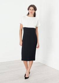 Thumbnail for Pearl Fastened Dress in Cream/Black