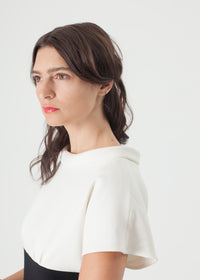 Thumbnail for Pearl Fastened Dress in Cream/Black