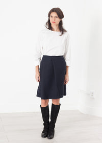 Thumbnail for Pleated Wool Skirt in Navy