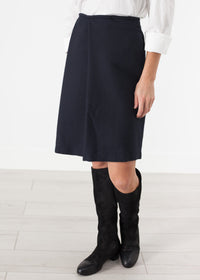 Thumbnail for Pleated Wool Skirt in Navy