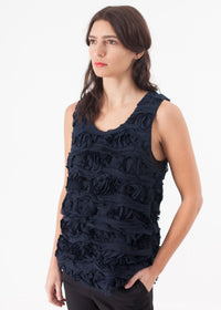 Thumbnail for Ruffled Tank Top in Navy