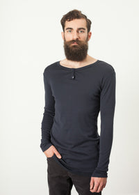 Thumbnail for Cotton Henley in Blue Grey
