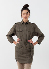 Thumbnail for Belted Surplus Dress