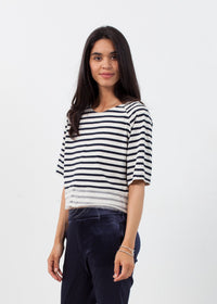 Thumbnail for Sleeve Top in Navy Stripe
