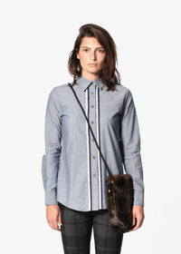 Thumbnail for Chambray Boyfriend Shirt in Blue