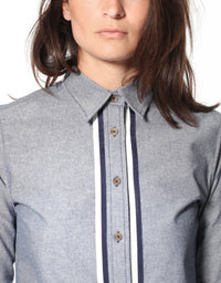 Thumbnail for Chambray Boyfriend Shirt in Blue