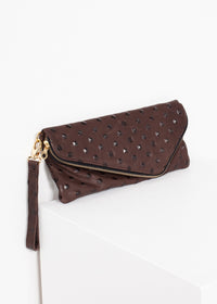 Thumbnail for Roxanne Leather Clutch in Brown