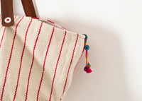 Thumbnail for Woven Oversized Tote in Red Stripe