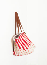 Thumbnail for Woven Oversized Tote in Red Stripe