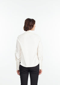 Thumbnail for Trim Collar Poplin Blouse in Off White